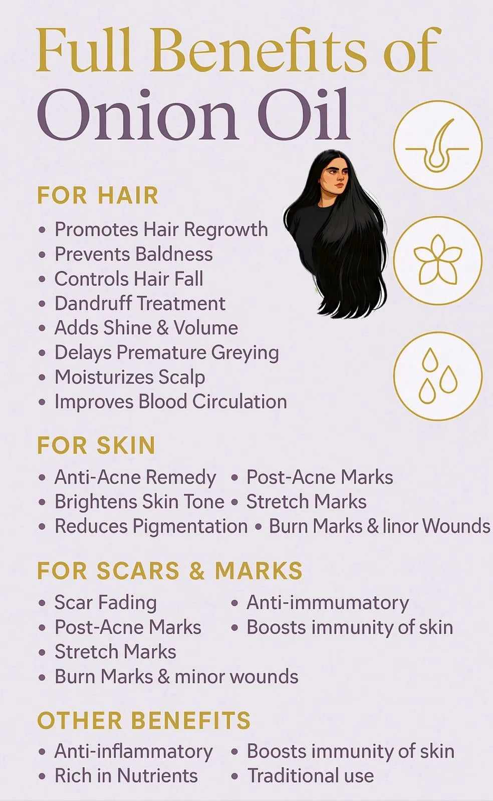 Organic Onion Oil | 100% Pure Cold-Pressed Hair Oil For Hair Growth, Dandruff Control & Strong, Shiny Hair – Enriched With Natural Extracts