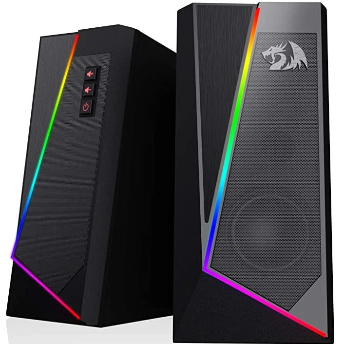 Redragon GS520 Anvil RGB PC Gaming Speakers – 6 Colorful LED Modes, Touch-Controlled Lighting, Easy Volume Control, USB Powered Stereo Sound for PC & Laptop